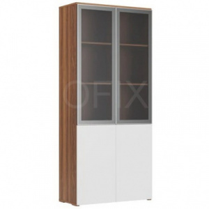 Шкаф для документов OFISHCI MDF GLASS (Afzelia/White)