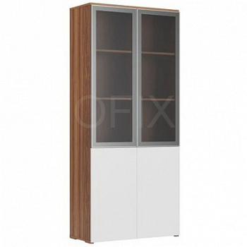 Шкаф для документов OFISHCI MDF GLASS (Afzelia/White)